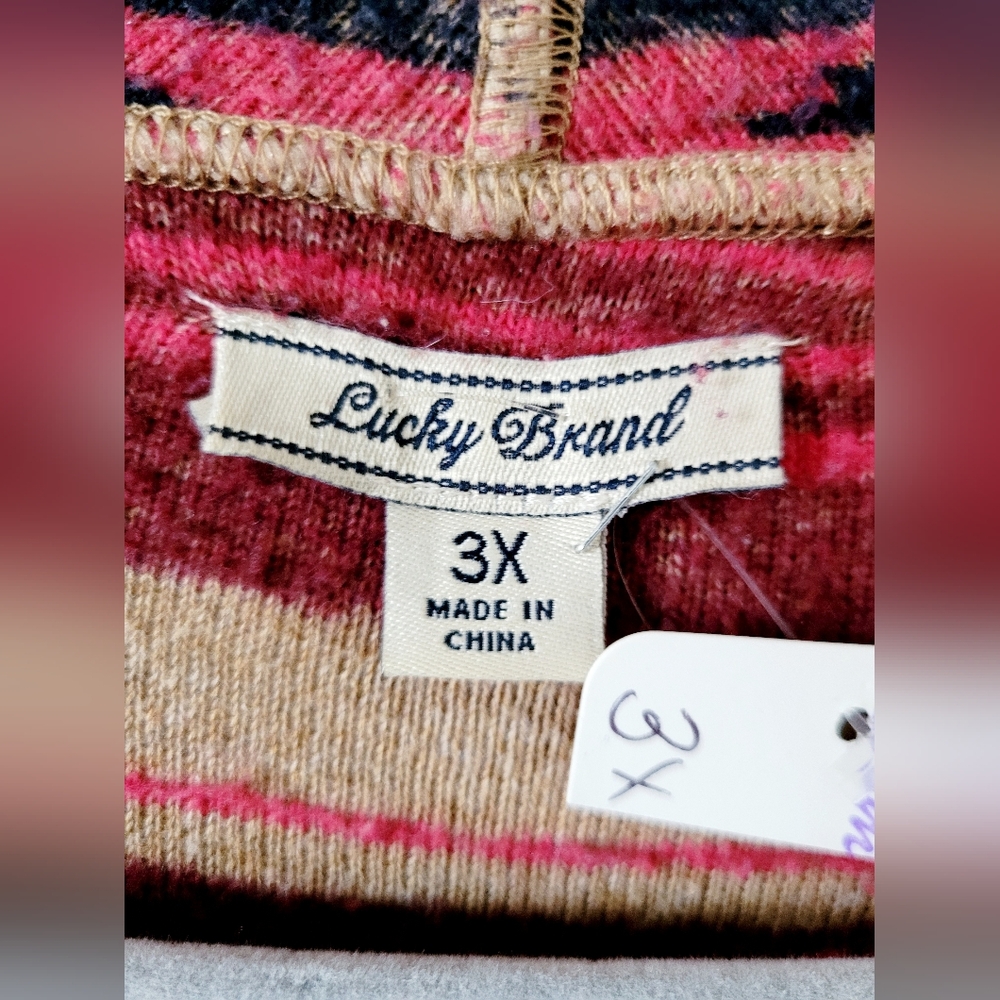 Lucky Brand Aztec Vibrant Striped Cotton Blend Drape Hi-Lo Cardigan 3X - Picture 2 of 16